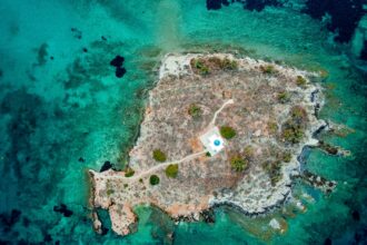 aerial view of island in the middle of the sea