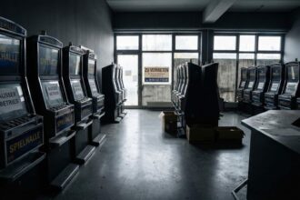 Κλειστή αίθουσα ηλεκτρονικών παιχνιδιών στη Γερμανία με σβηστά μηχανήματα