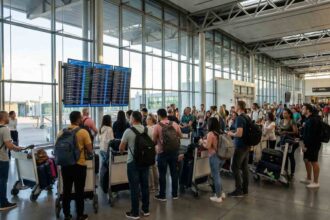 Εκατοντάδες ταξιδιώτες στον τερματικό σταθμό του Διεθνούς Αεροδρομίου Αθηνών εν αναμονή των πτήσεών τους