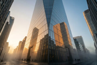 Άποψη του Commerzbank Tower στη Φρανκφούρτη κατά τη διάρκεια της χρυσής ώρας