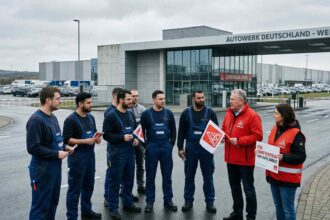 Εργοστάσιο της Tesla με εργαζομένους και συνδικαλιστές στη Γερμανία