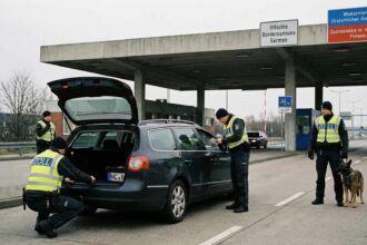 Γερμανοί τελωνειακοί πραγματοποιούν ελέγχους σε οχήματα στα σύνορα της χώρας