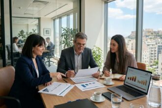 Εργαζόμενοι και επαγγελματίες στην Ελλάδα ενημερώνονται για τις ανακοινώσεις αύξησης του κατώτατου μισθού