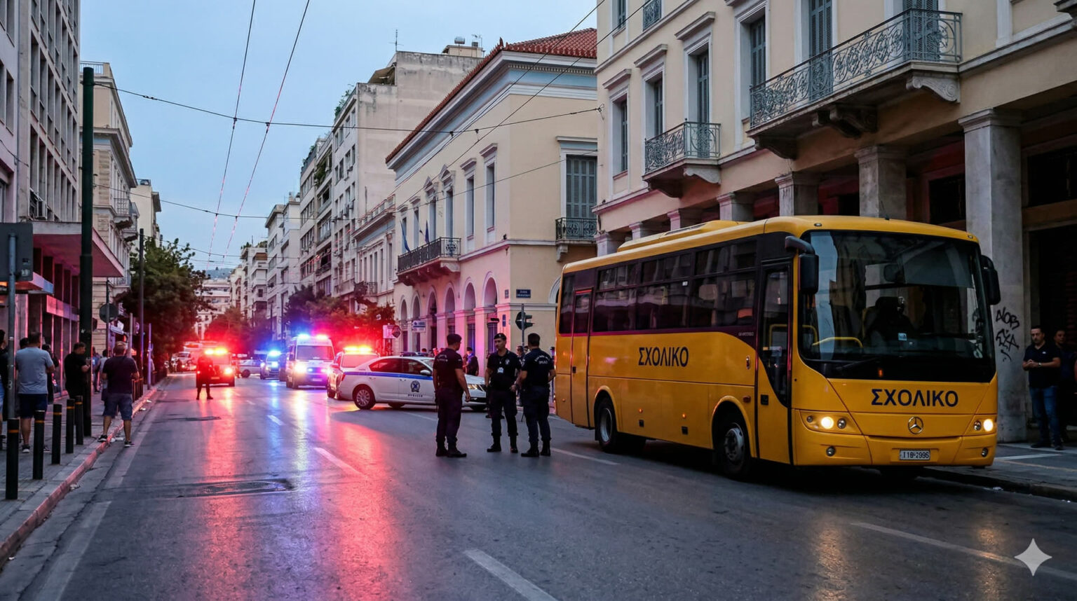 Polizeieinsatz in Athen nach der Festnahme eines Schulbusfahrers wegen Drogenbesitzes