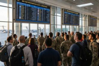 Αεροσκάφος σε διεθνές αεροδρόμιο προετοιμάζεται για ειδική πτήση επαναπατρισμού πολιτών από τον Κόλπο