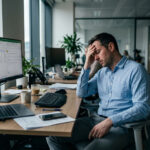 Steuerzahler in Griechenland prüft vorausgefüllte Steuererklärung am Computer