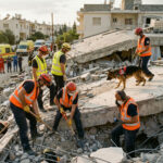 Rettungskräfte suchen in Trümmern nach eingestürztem Gebäude in Germasogeia auf Zypern