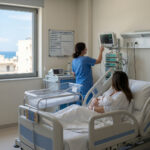 Moderne Geburtsstation in einem griechischen Krankenhaus mit medizinischen Überwachungsgeräten