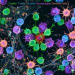 Μικροσκοπική απεικόνιση κυττάρων του ανοσοποιητικού συστήματος κατά τη διάρκεια εργαστηριακής ανάλυσης