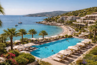 Eine moderne und luxuriöse Hotelanlage an der griechischen Küste