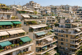 Ein Blick auf typische Wohnhäuser in Athen, wo die Mietpreise drastisch gestiegen sind.