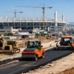 Große Baustelle im Athener Stadtteil Votanikos für die neue Boulevard nahe dem künftigen Panathinaikos-Stadion.