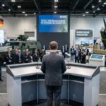 Ο υπουργός Άμυνας Μπόρις Πιστόριους κατά τη διάρκεια επίσημης ομιλίας για την ευρωπαϊκή ασφάλεια