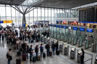 Μεγάλες ουρές ταξιδιωτών σε έλεγχο διαβατηρίων και μηχανήματα EES σε γερμανικό αεροδρόμιο
