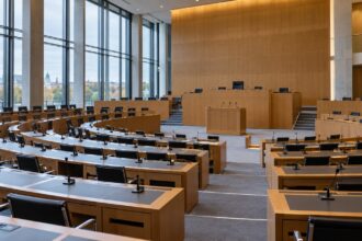 Άδειες θέσεις σε αίθουσα ολομέλειας κρατιδιακού κοινοβουλίου στη Γερμανία, συμβολική εικόνα για την αναζήτηση πλειοψηφίας στη Σαξονία-Άνχαλτ