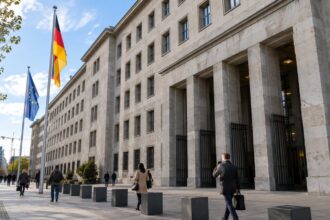 Κτίριο του Ομοσπονδιακού Υπουργείου Οικονομικών στο Βερολίνο εν μέσω συζητήσεων για τον προϋπολογισμό των επιδομάτων ανεργίας στη Γερμανία.