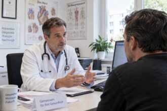 Γιατρός εξετάζει εργαζόμενο για χορήγηση αναρρωτικής άδειας σε ιατρείο στη Γερμανία