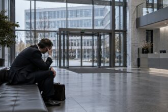 Σύγχρονο επιχειρηματικό κτίριο με κλειστές πόρτες και άδεια γραφεία στη Γερμανία
