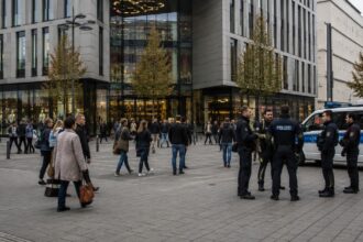 Αστυνομικές δυνάμεις έξω από το εμπορικό κέντρο Milaneo στη Στουτγάρδη.