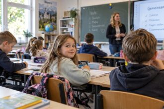 Μαθητές και εκπαιδευτικοί σε σχολική αίθουσα στη Βαυαρία