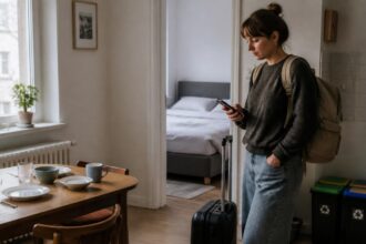 Επισκέπτρια σε τουριστικό διαμέρισμα στη Γερμανία, σε συμβολική εικόνα για τους νέους κανόνες της Airbnb