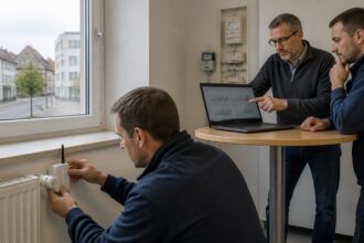 Συμβολική εικόνα τεχνικών που παρακολουθούν ψηφιακά την ενεργειακή κατανάλωση σε δημοτικό κτίριο στην Έσση