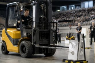 Συμβολική εικόνα οδηγού κλαρκ σε δοκιμασία ακρίβειας μέσα σε κλειστό αγωνιστικό χώρο