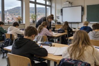 Μαθητές της 5ης τάξης σε αίθουσα γερμανικού σχολείου, για τους νέους κανόνες προαγωγής στη Realschule