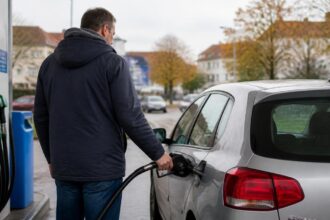 Οδηγός ανεφοδιάζει αυτοκίνητο με καύσιμο σε πρατήριο